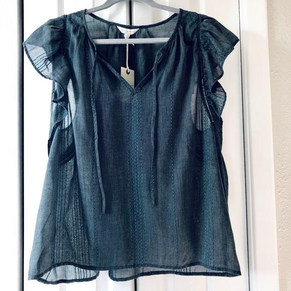 Lucky Brand Tops - Lucky Brand denim blue ruffle sleeve top